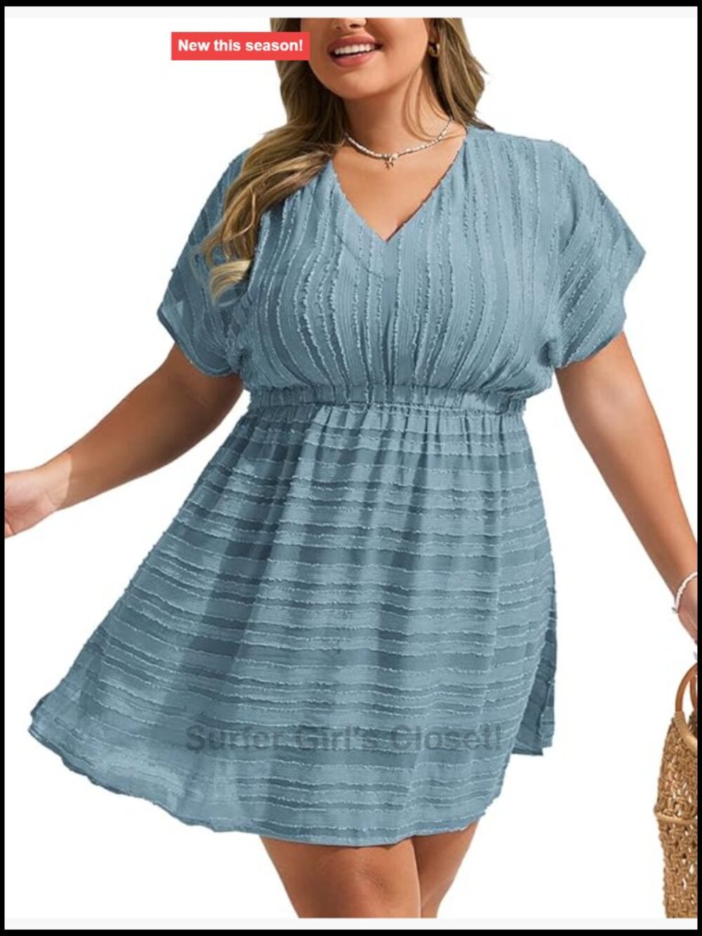 Plus Size Swim Cover Up with Side Slits Elastic Waist